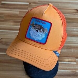 Goorin Bros Puff Puff Puffer Fish Trucker Hat Orange Mesh Snapback The Farm Cap